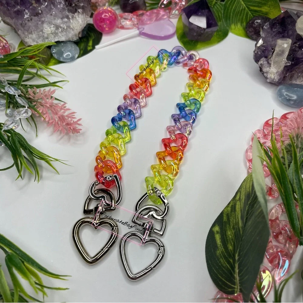 TRIPLE HEARTS True Rainbow Jelly Resin Bag Strap Novelty Bag Strap Kawaii Y2K - Picture 7 of 9